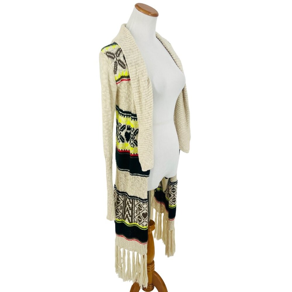 Vintage Princess Vera Wang Fringe Multicolor Knit Cardigan | Boho Cottagecore XS - Picture 11 of 15